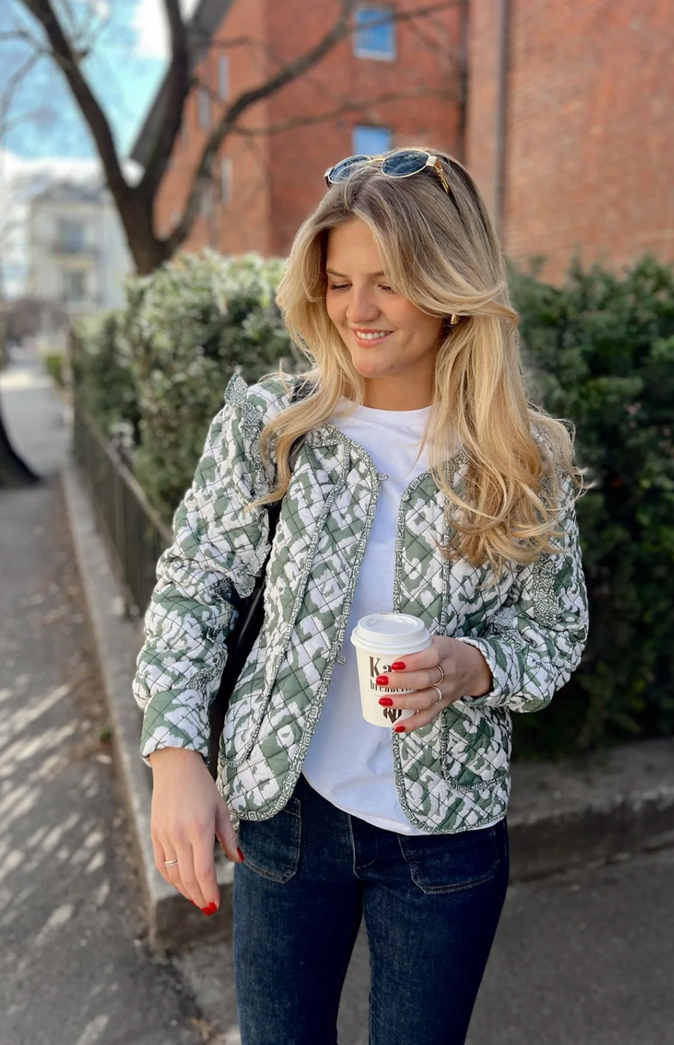 Rah Oslo Quilted Jacket Green Ikat