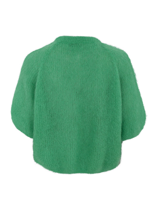 Black Colour Bjoerk Patent Knit Cardigan Green