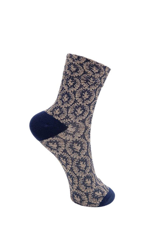 Black Colour Milena Lurex Sock Navy