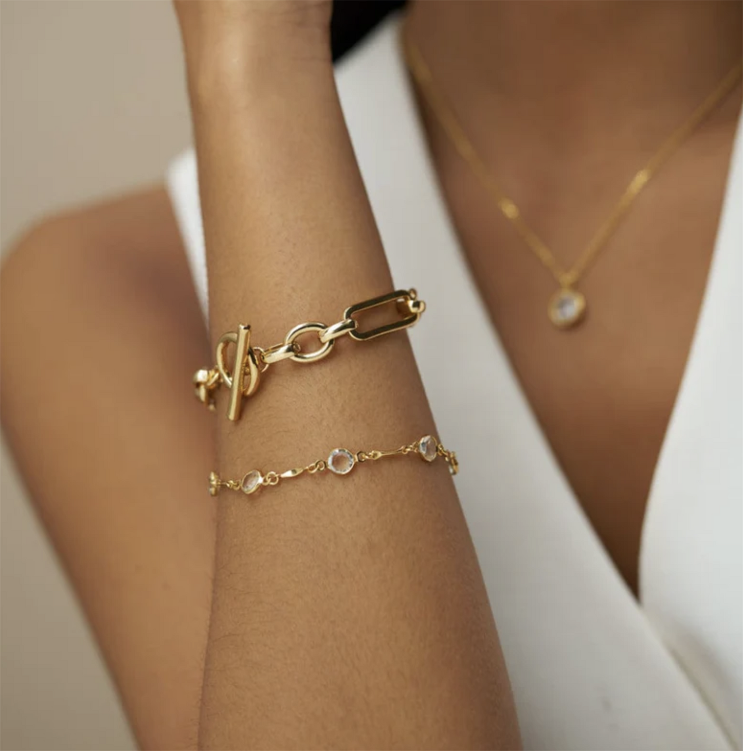 Orelia Faceted Crystal & Link Bracelet