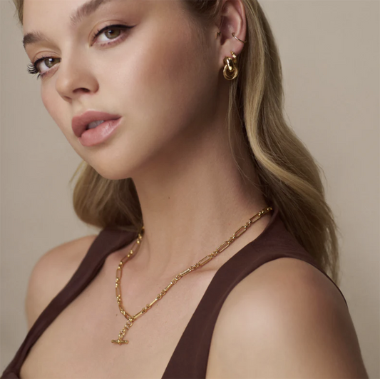 Orelia Mini Textured Interlocking Earrings Gold