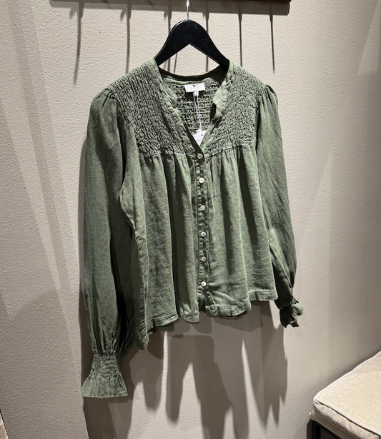 Rah Oslo Ella Smock Blouse Army