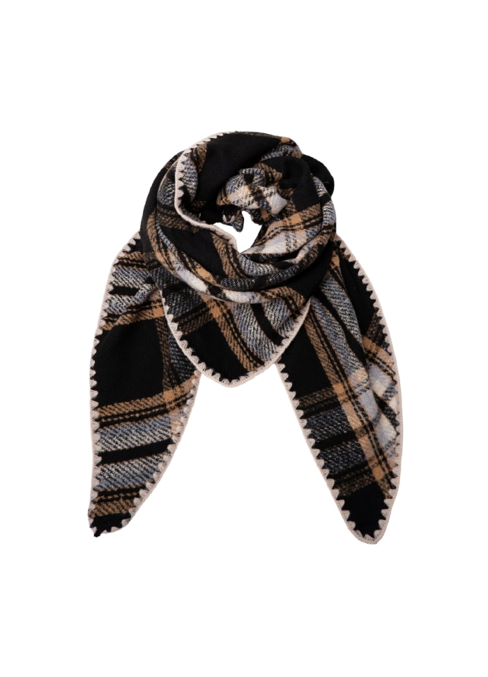 Black Colour Leoni Chequered Scarf Black