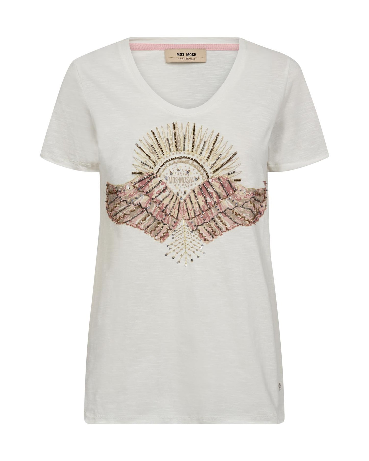 Mos Mosh Nadine O-SS Deco Tee Powder Pink