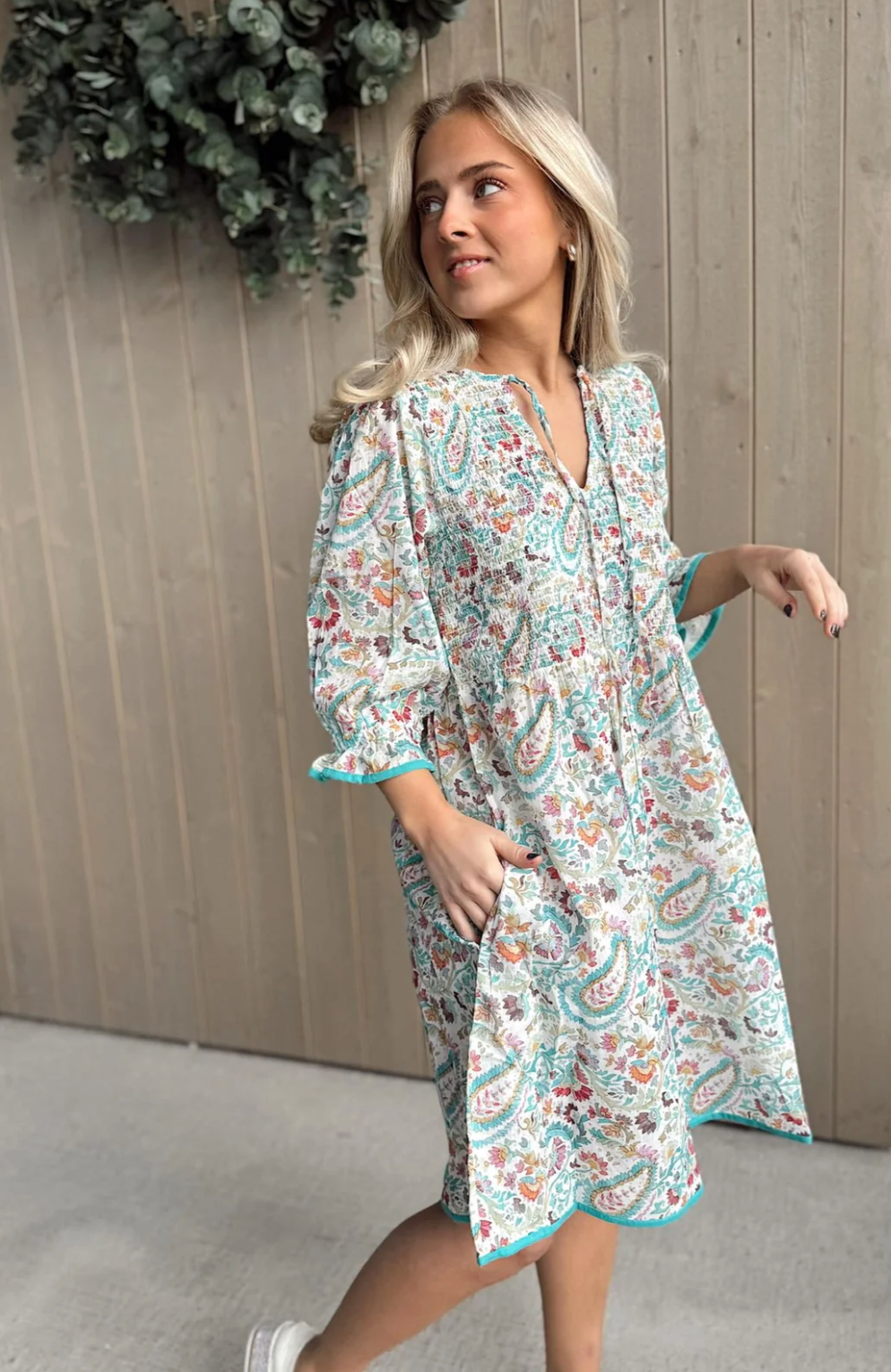 Rah Oslo Ella Short Dress Mint Paisley