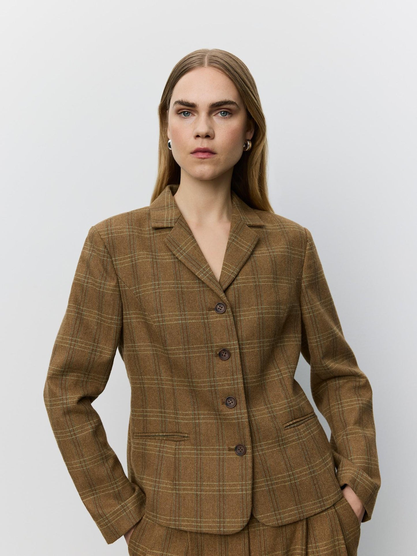 Sofie Schnoor Poppy Checked Blazer Maple Brown