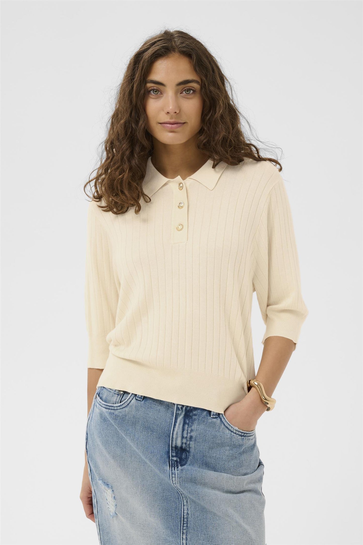 Culture Sophi Annemette SS Polo Whitecap