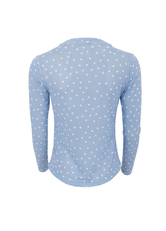 Black Colour Annie Mesh Blouse Light Blue Dot