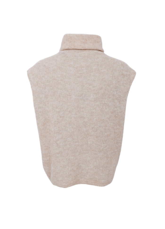 Black Colour Dell Roll Neck Knit Vest Natural