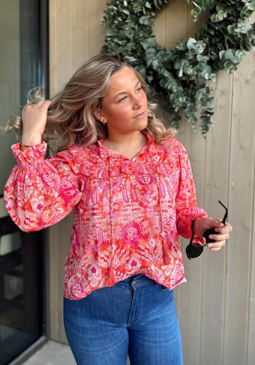 Rah Oslo Malina Blouse Orange Ikat