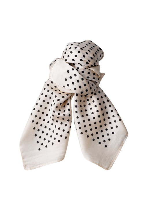 Black Colour Bianca Mini Scarves Off White Dot