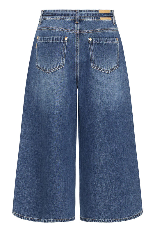 Pulz Alexi Jeans Wide Leg Med Blue Denim