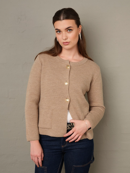 Skovhuus Classic Wool Cardigan Camel Beige