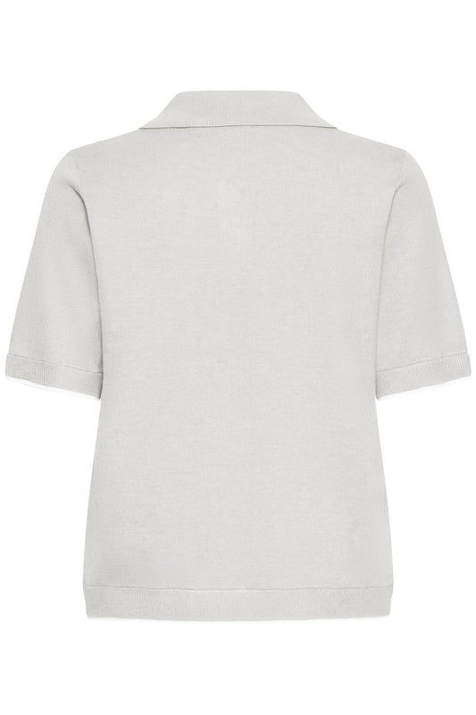 Pulz Sara SS Polo Pullover Light Grey Melange