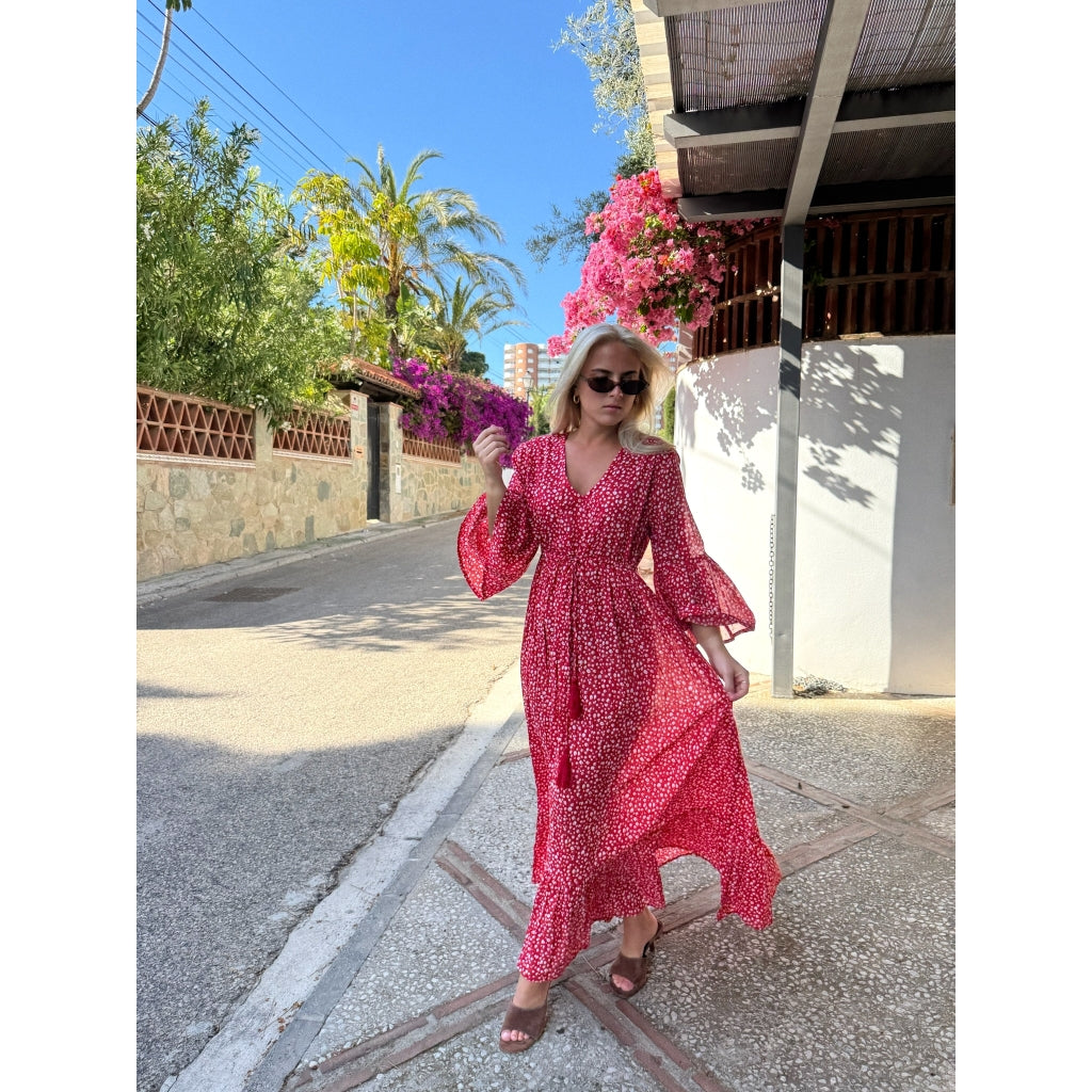 Rah Oslo Maria Long Dress Red Dot