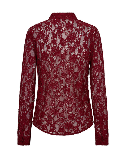 Mos Mosh Kether Lace Sequin Shirt Biking Red