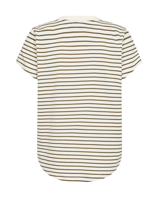 Mos Mosh Kala V-SS Stripe Tee Olive Night