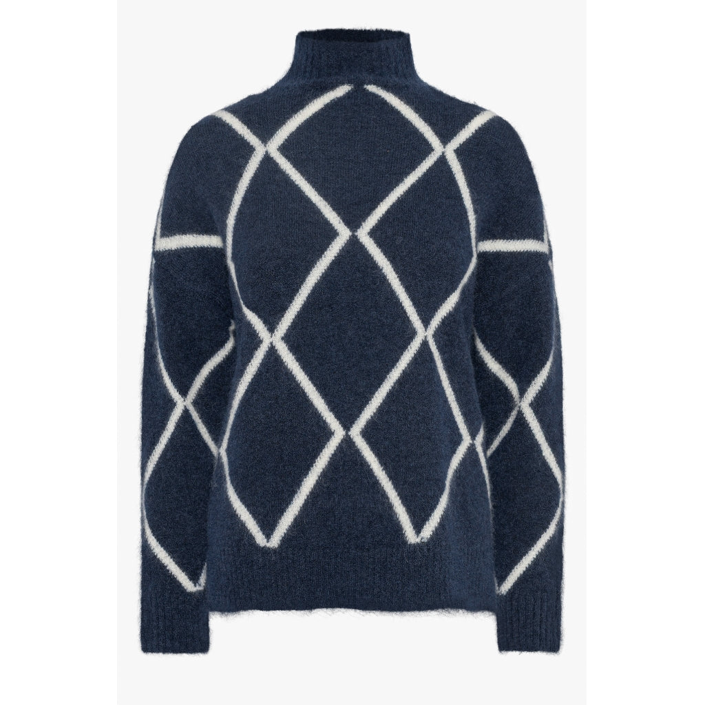 Rah Oslo Elly Check Sweater Navy