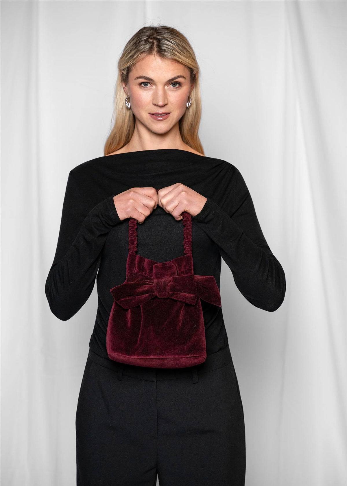 Close to my Heart Velvet Bow Purse Burgundy Red