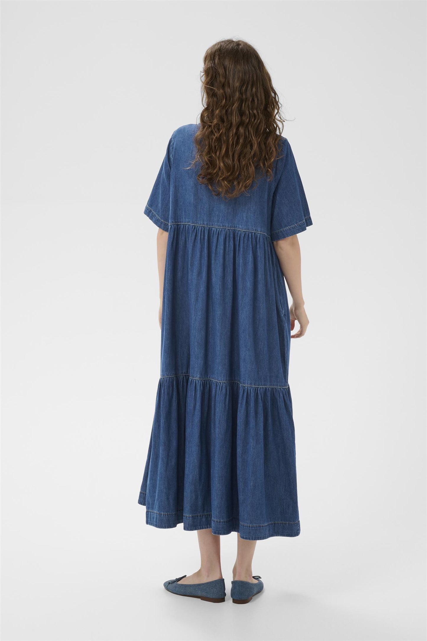 Culture Mona Arpa Long Dress Dark Blue Wash