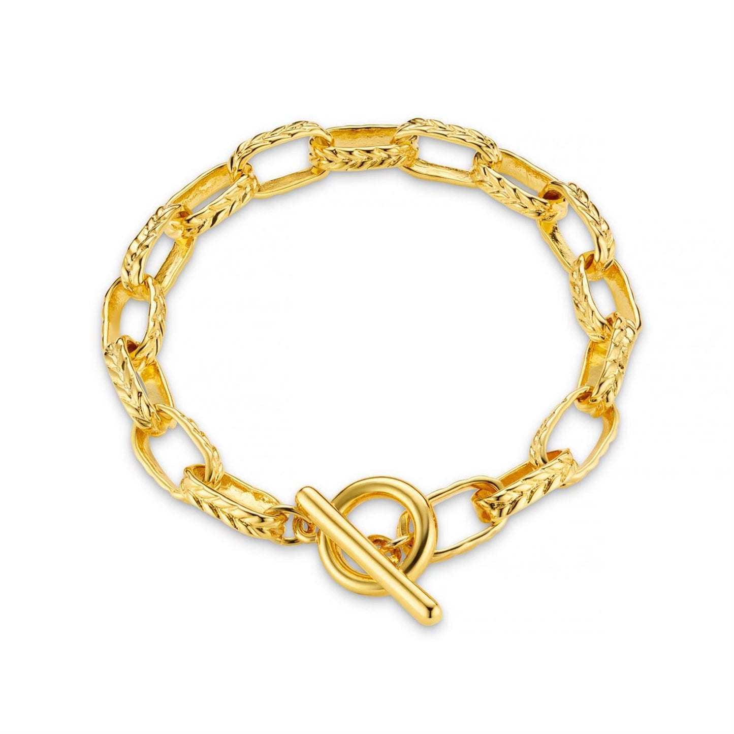 Orelia Textured Oval Link Bracelet Gold