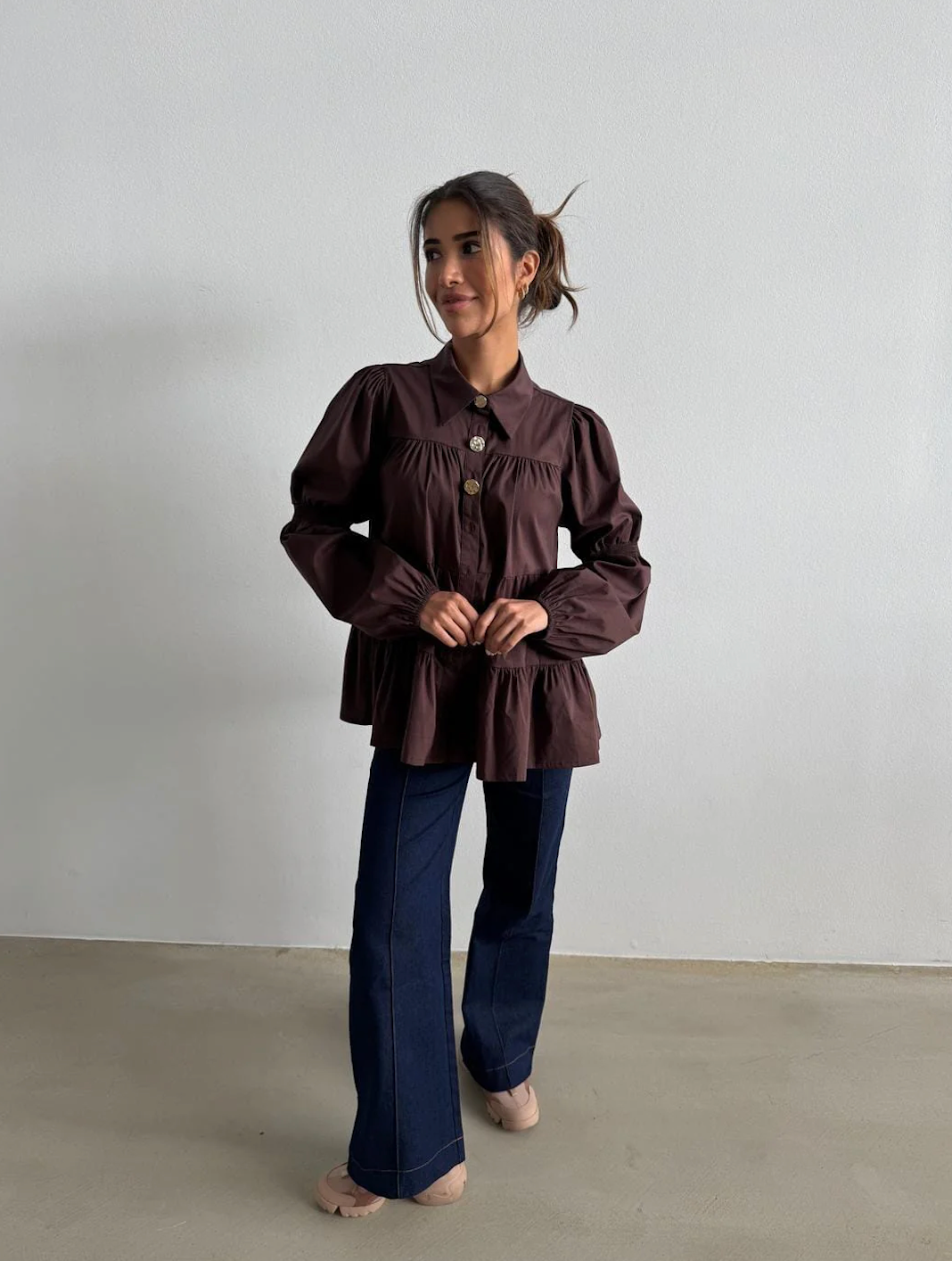 Continue Sanna Gold Buttons Brown