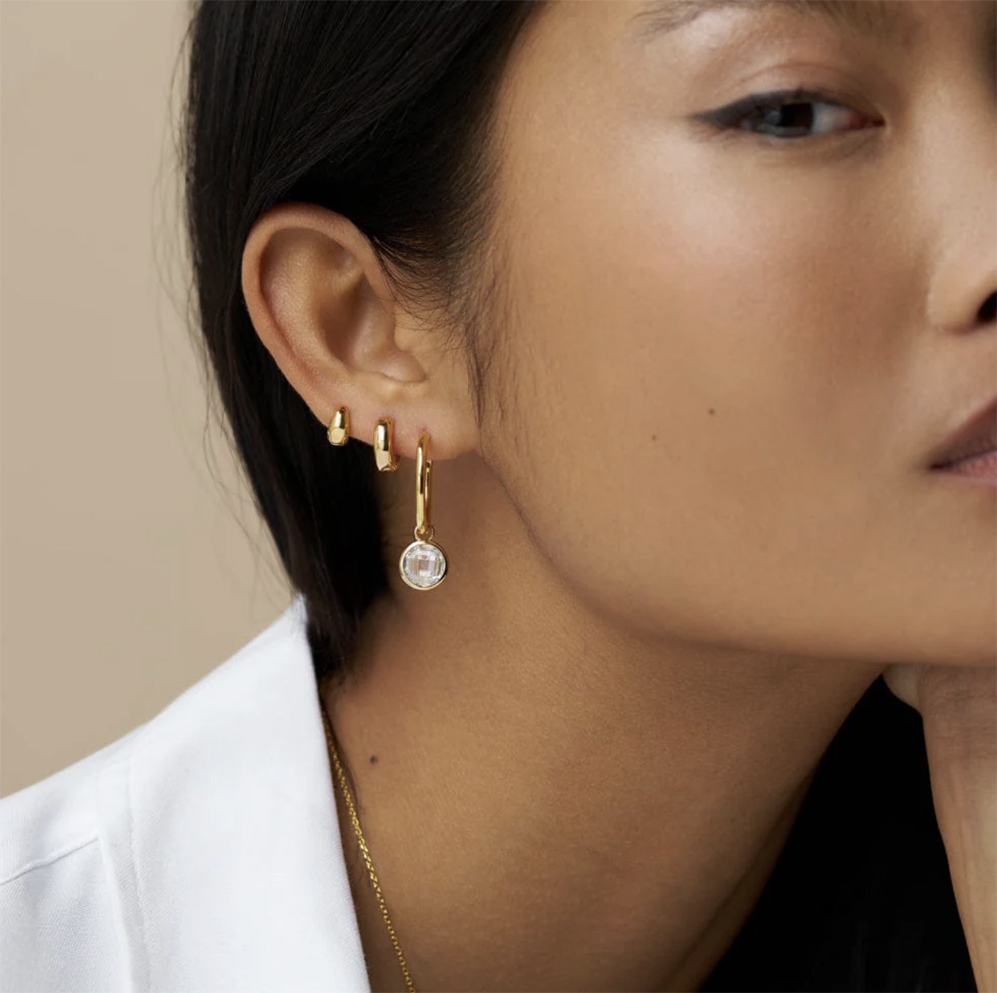 Orelia Crystal Drop Mid Hoop