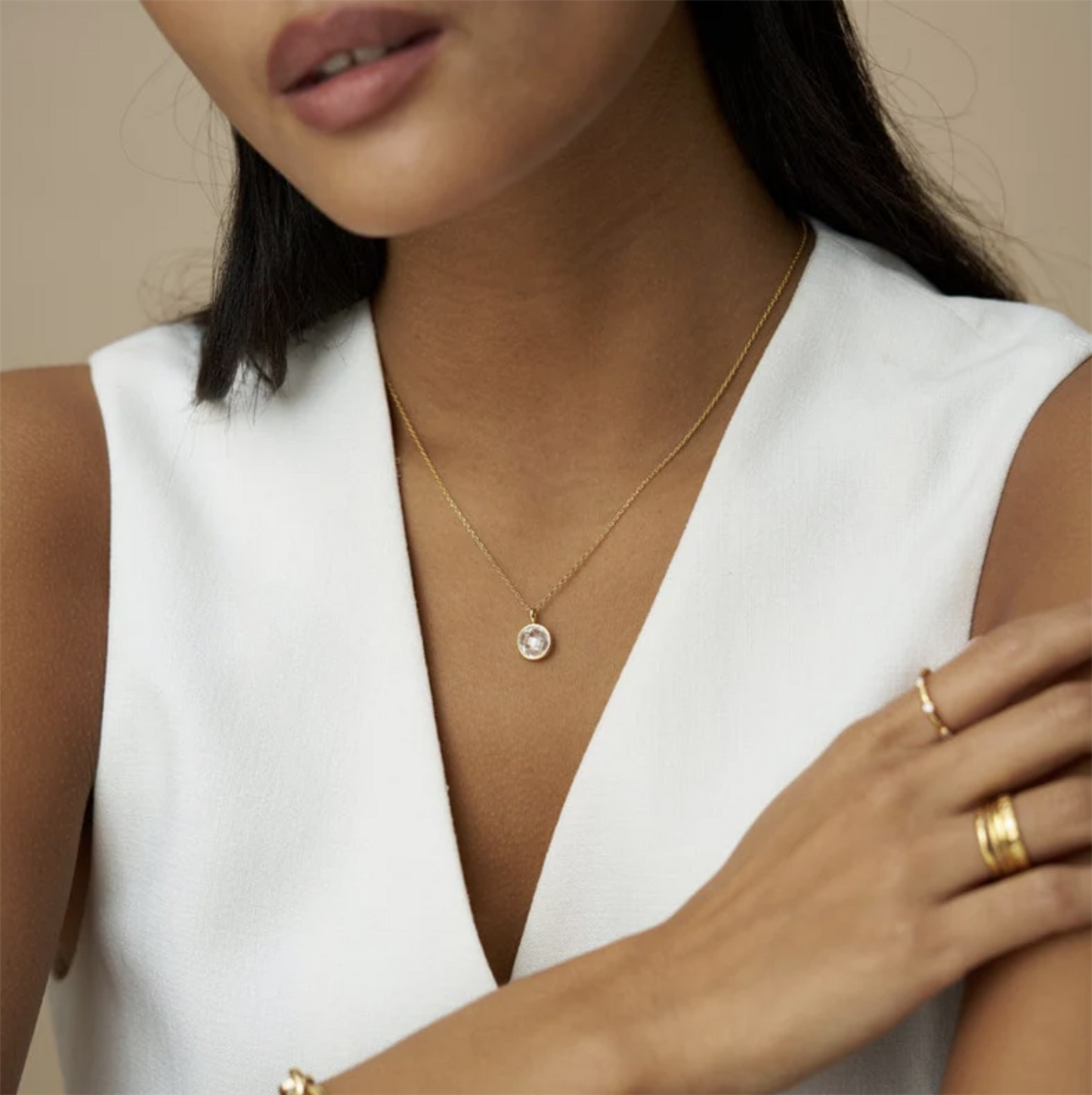 Orelia Faceted Chrystal Charm Necklace