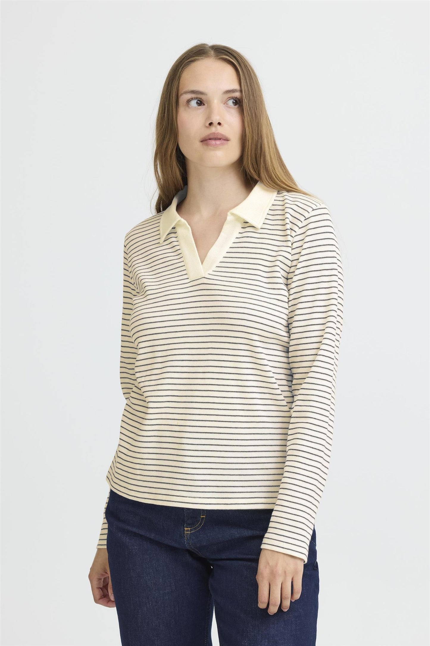 Pulz Rowan LS Tshirt Off White Black