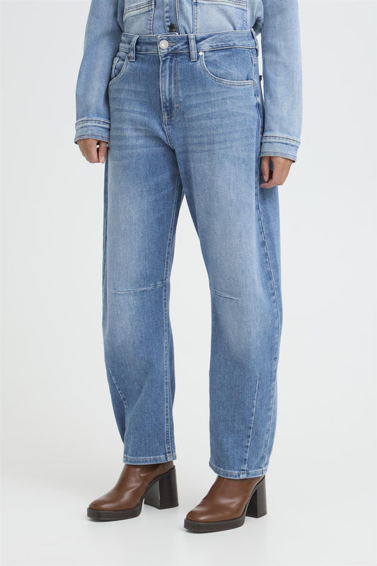 Pulz Anni HW Jeans Barrel Leg Med Blue