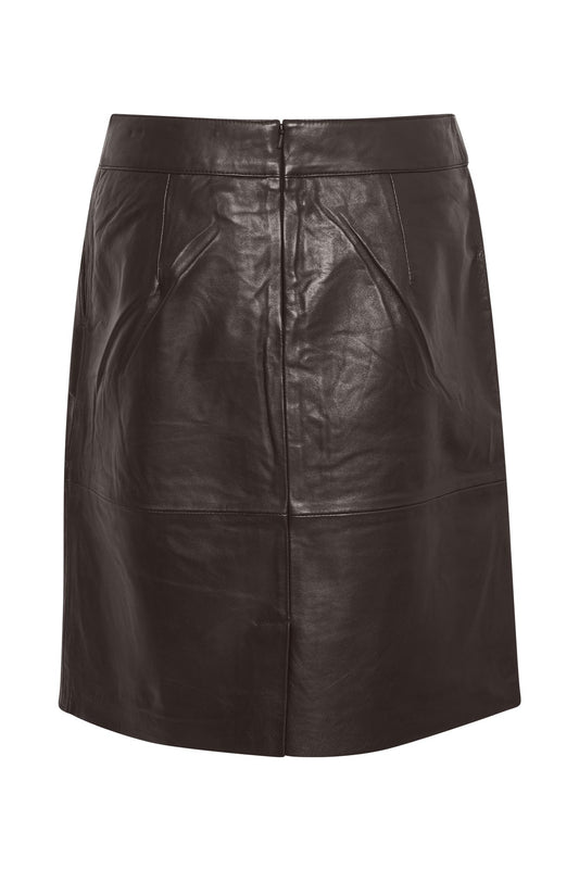 Culture Berta Leather Skirt Coffee Bean