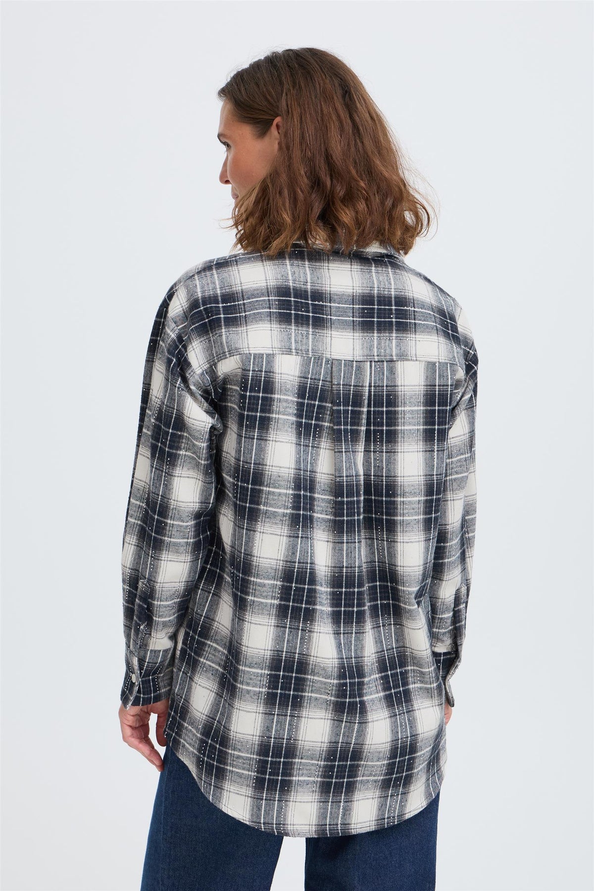 Pulz Kamma Oversized Shirt Blue/beige