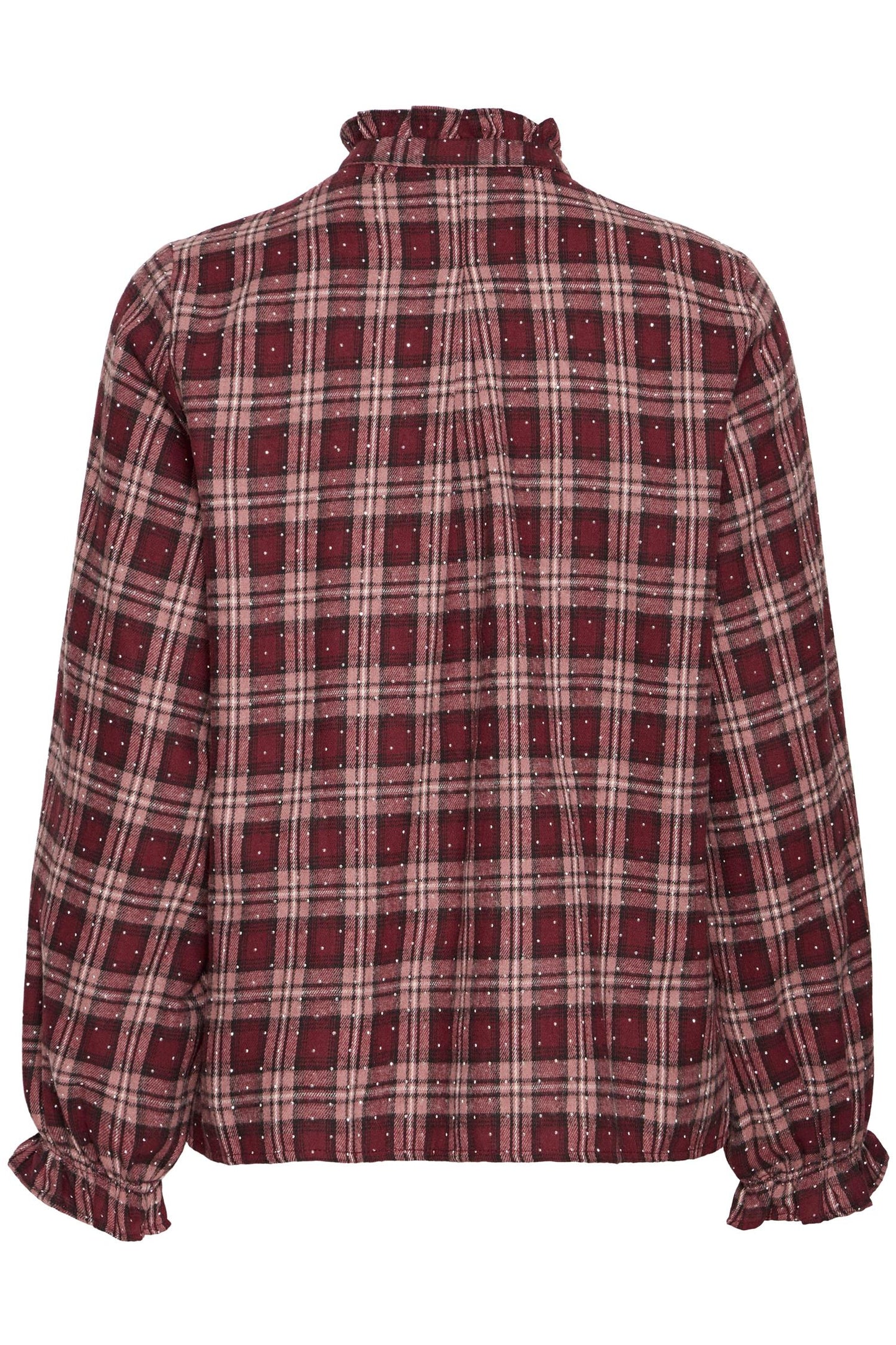Pulz Katelyn LS Frill Shirt Red Rose