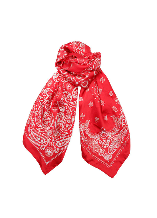 Black Colour Paisley Mini Scarves Red