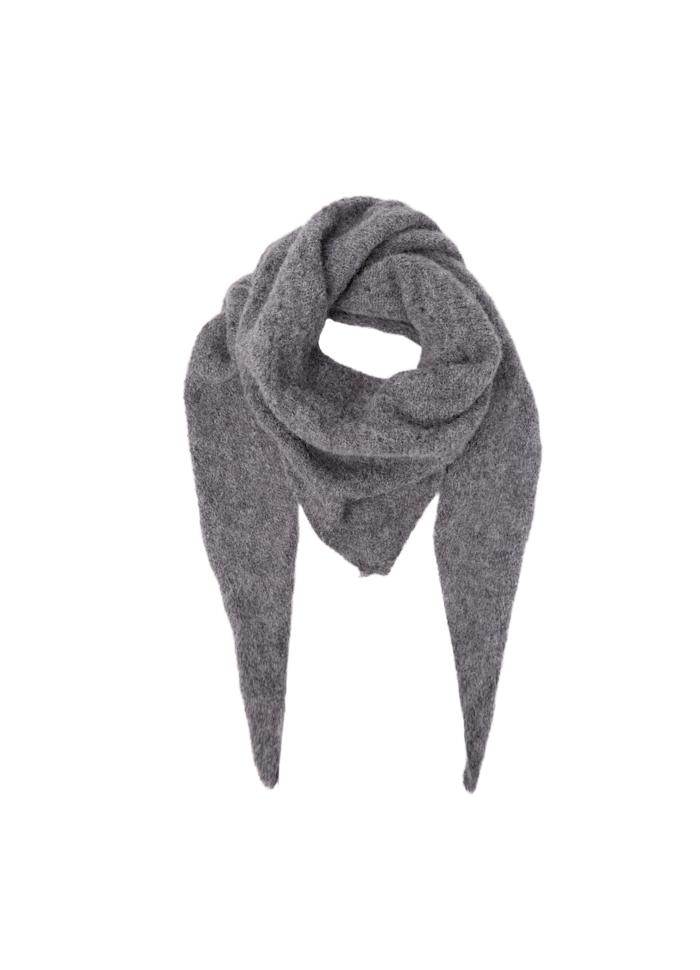Black Colour Dell Knitted Mini Scarf Grey Melange
