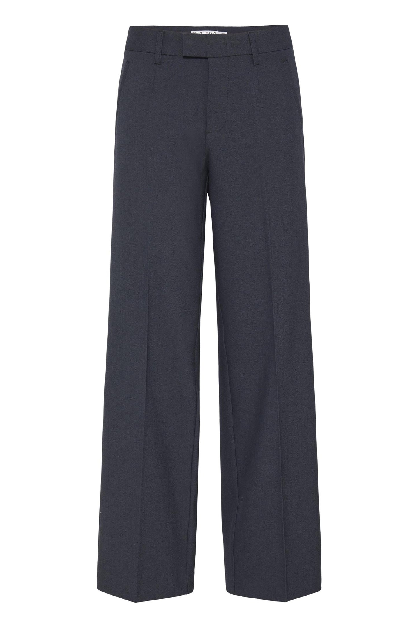 Pulz Bindy Melange HW Pant Wide Leg Dark Sapphire