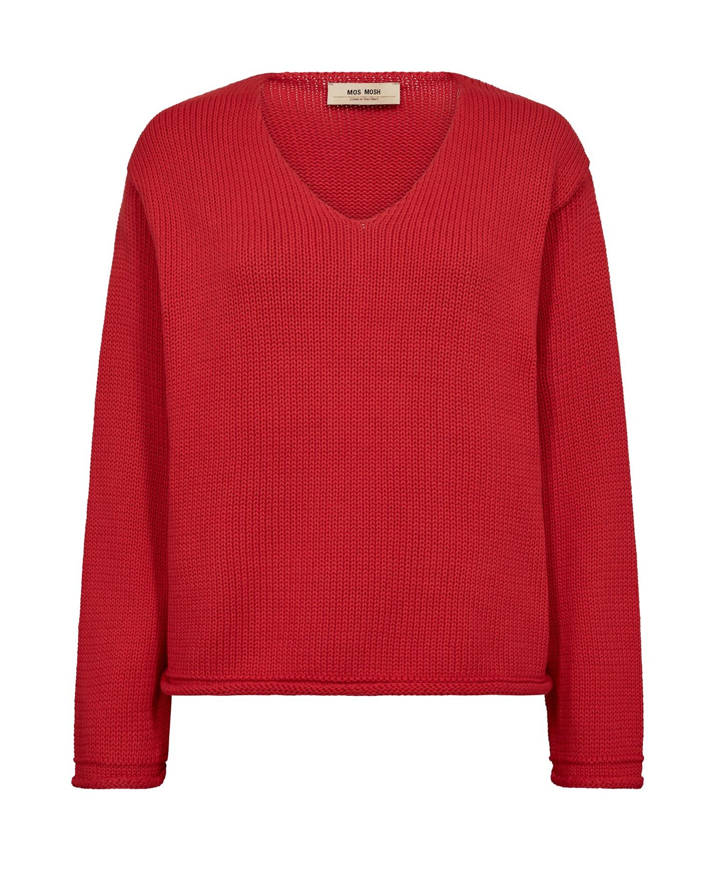 Mos Mosh Bine LS V-neck Knit Chinese Red