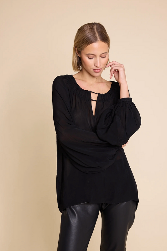 Line of Oslo Tessa Chiffon Blouse Black