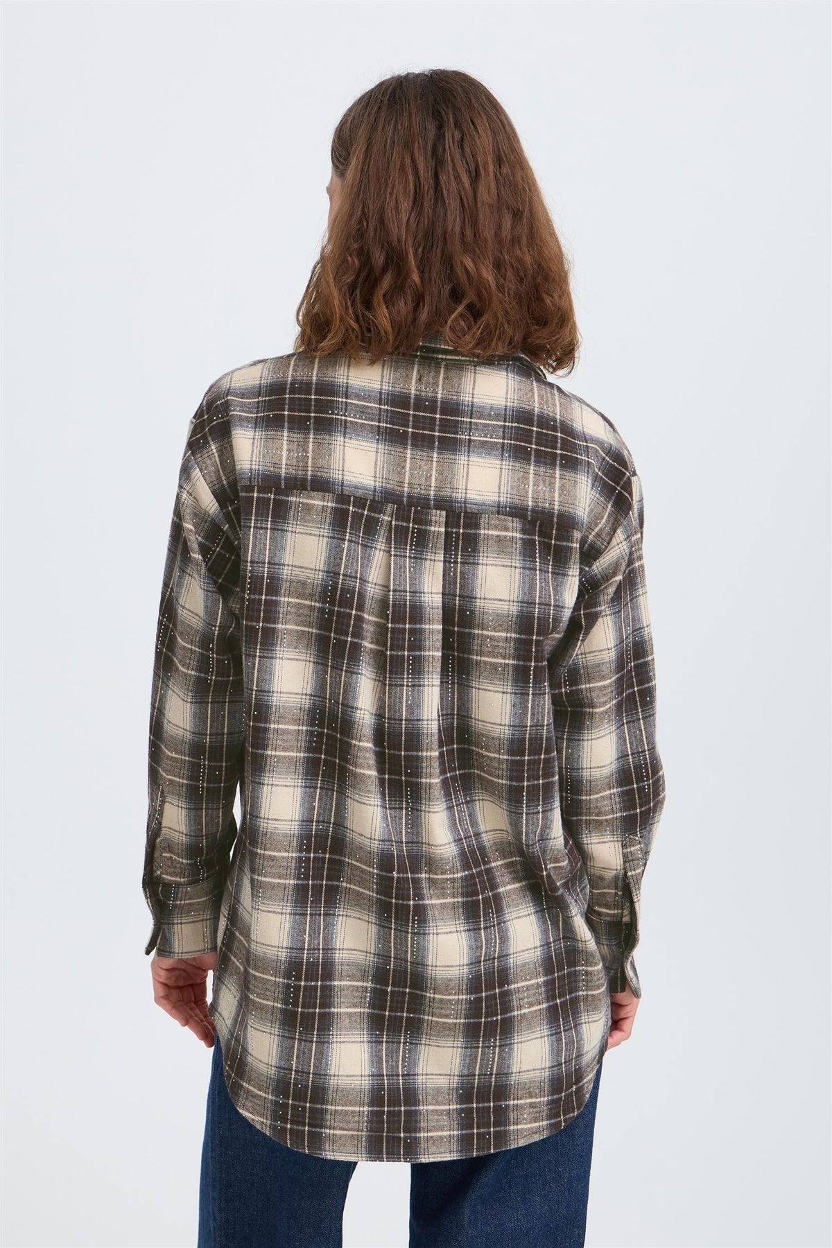 Pulz Kamma Oversized Shirt Beige/espresso