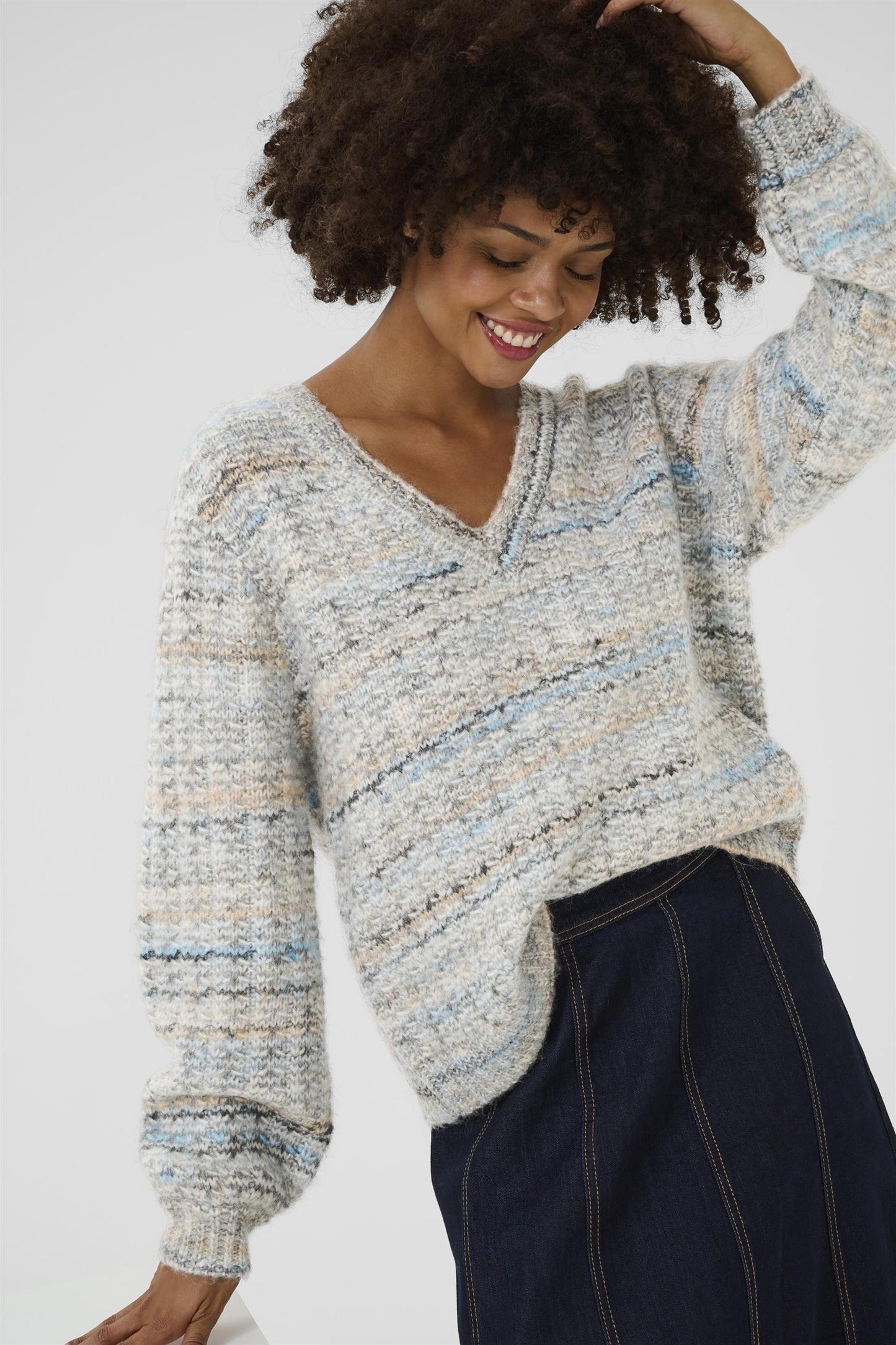 Culture Marble Pullover Grey Blue Mix