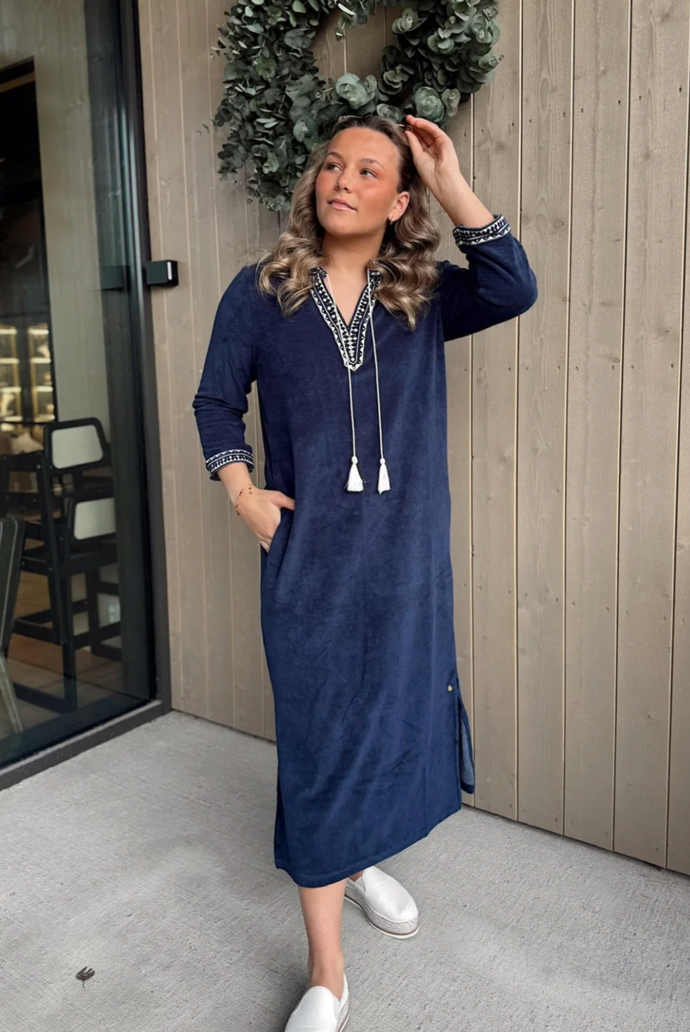 Rah Oslo Kaftan Long Dress Navy
