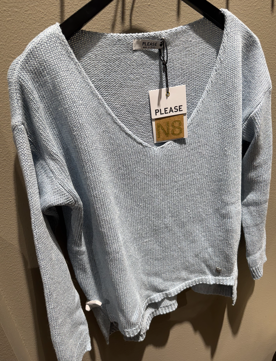 Please V-Neck Sweater Ghiaccio
