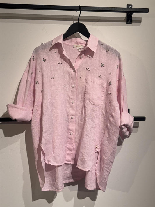 Rah Oslo Stonewash Shirt Pearls Light Pink