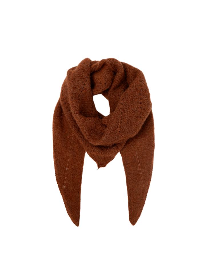 Black Colour Dell Knitted Mini Scarf Camel