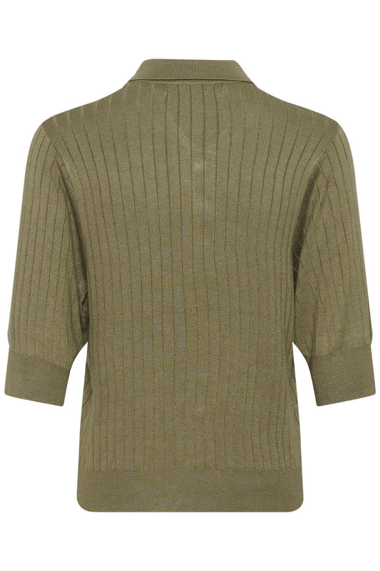 Culture Sophi Annemette SS Polo Dusky Green