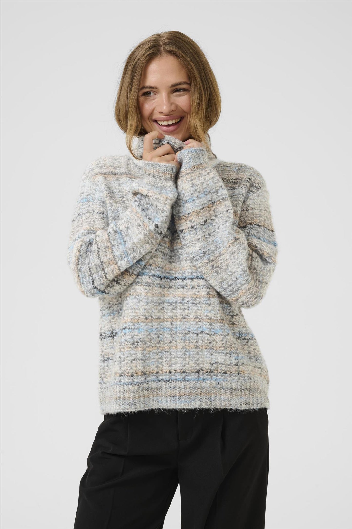 Culture Marble Rollneck Grey Blue Mix