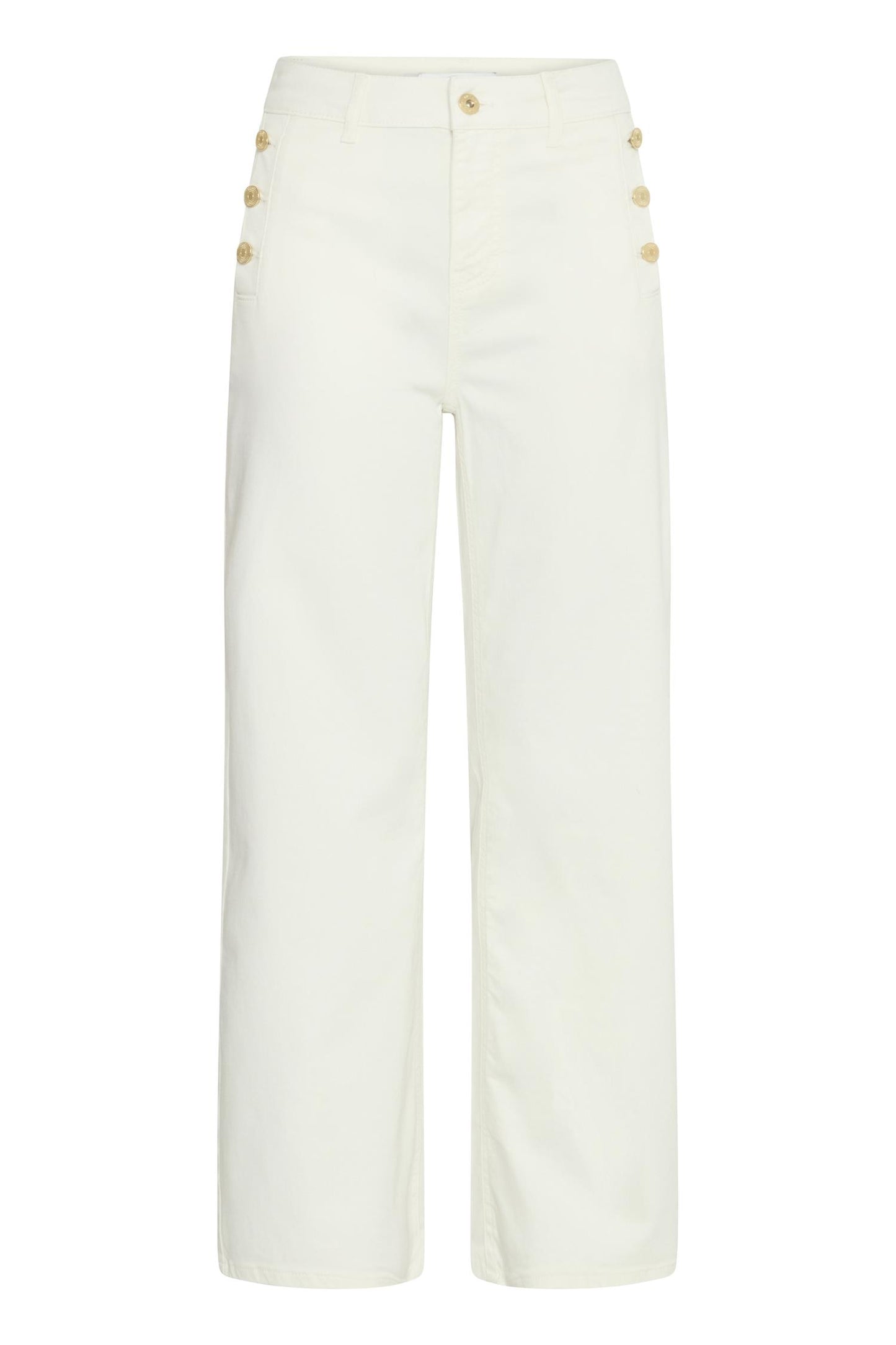 Pulz Maeve UHW Twill Pant Wide Leg Blanc de Blanc