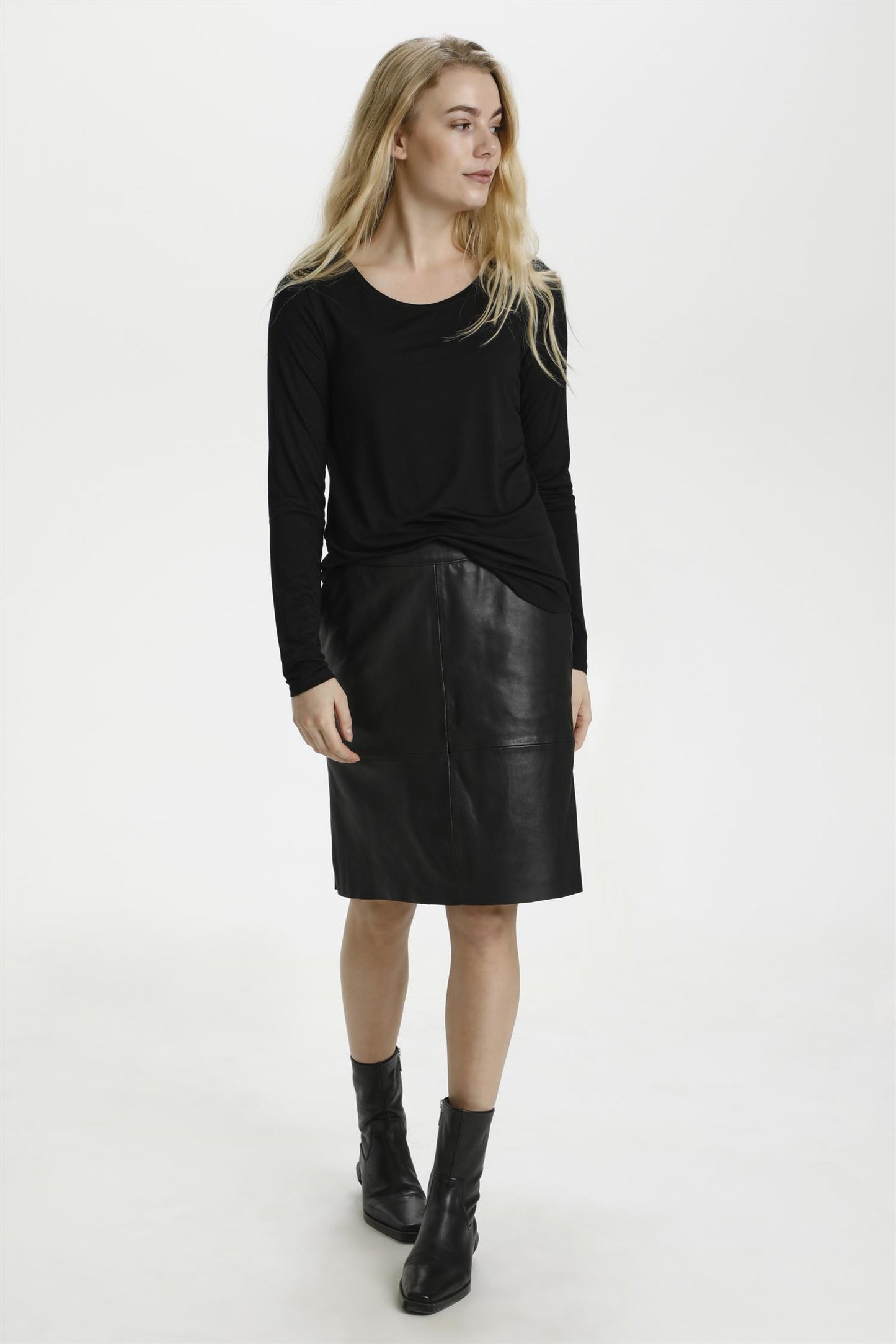 Culture Berta Leather Skirt Black