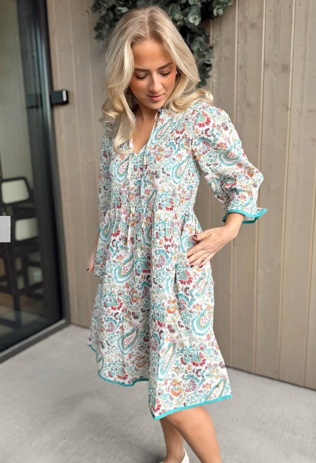 Rah Oslo Ella Short Dress Mint Paisley