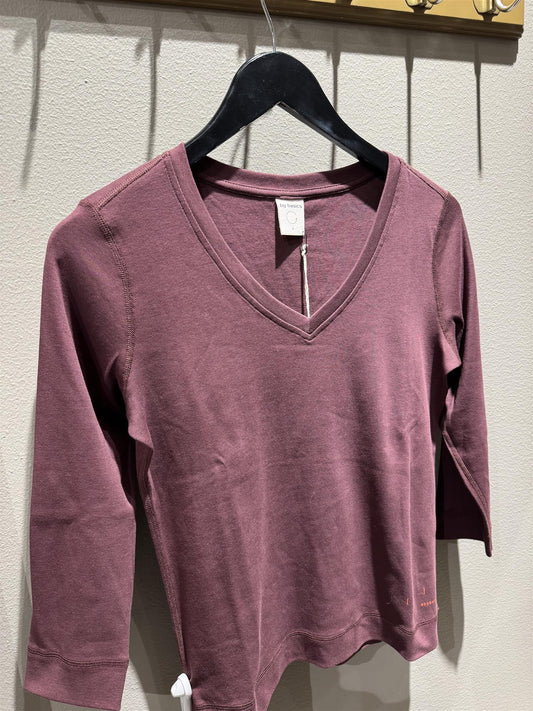 By Basics Shirt V-neck 3/4 Sleeve Burgundy